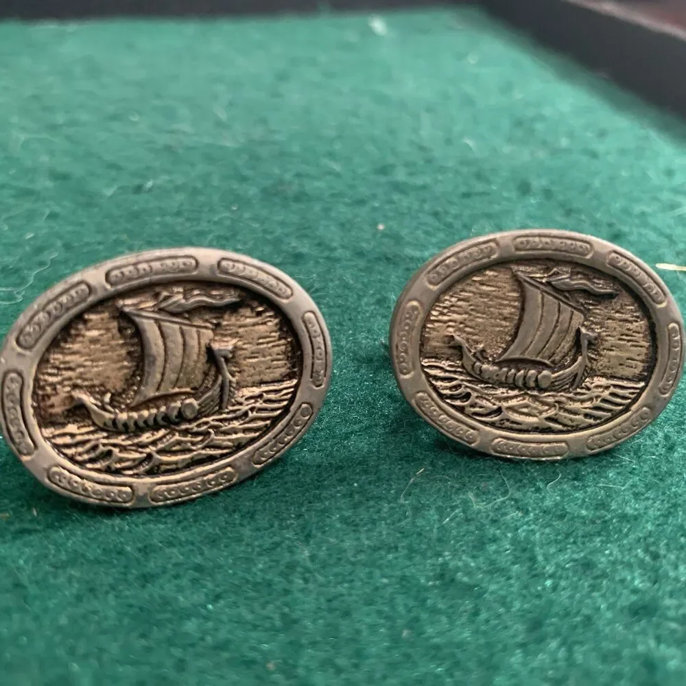 Vintage Viking Ship Style Cuff links